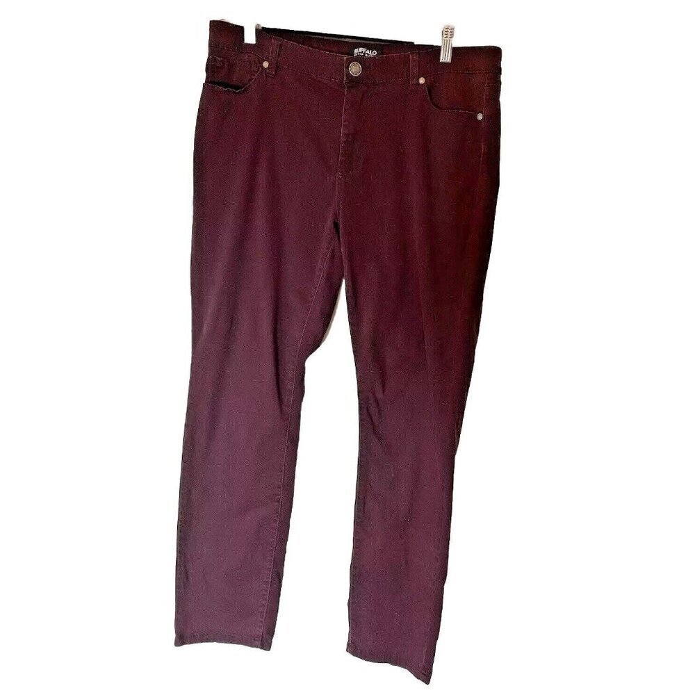 Buffalo David Bitton Skinny Leg Jeans Hope Womens Sz 12 32 Burgundy Christmas